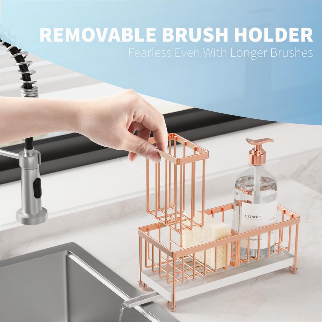 Cisily Sponge Holder for Kitchen Sink, Sink Organizer with Brush Holder