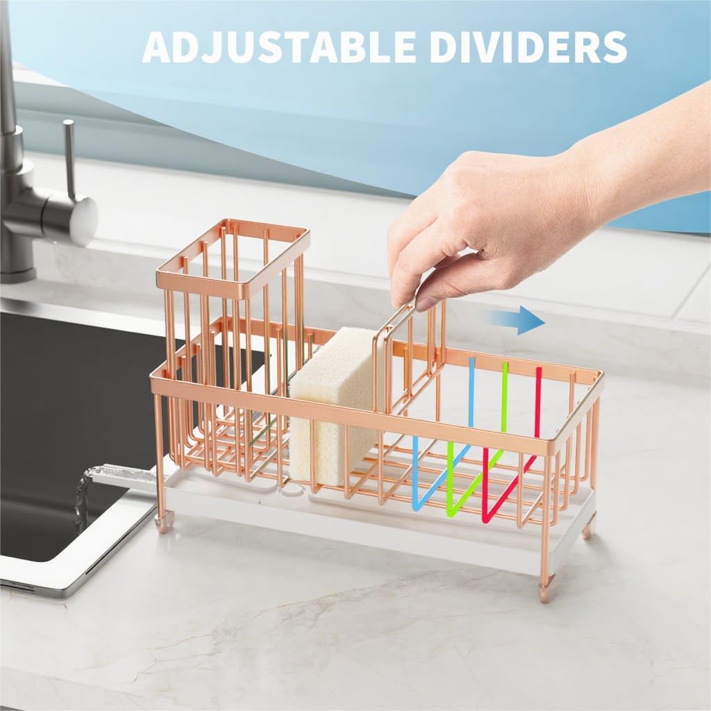 Cisily Sponge Holder for Kitchen Sink, Sink Organizer with Brush Holder