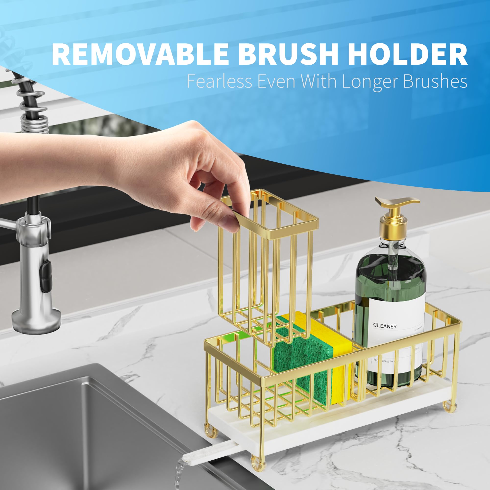 Cisily Sponge Holder for Kitchen Sink, Sink Organizer with Brush Holder