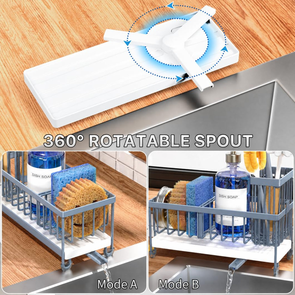 Cisily Sponge Holder for Kitchen Sink, Sink Organizer with Brush Holder