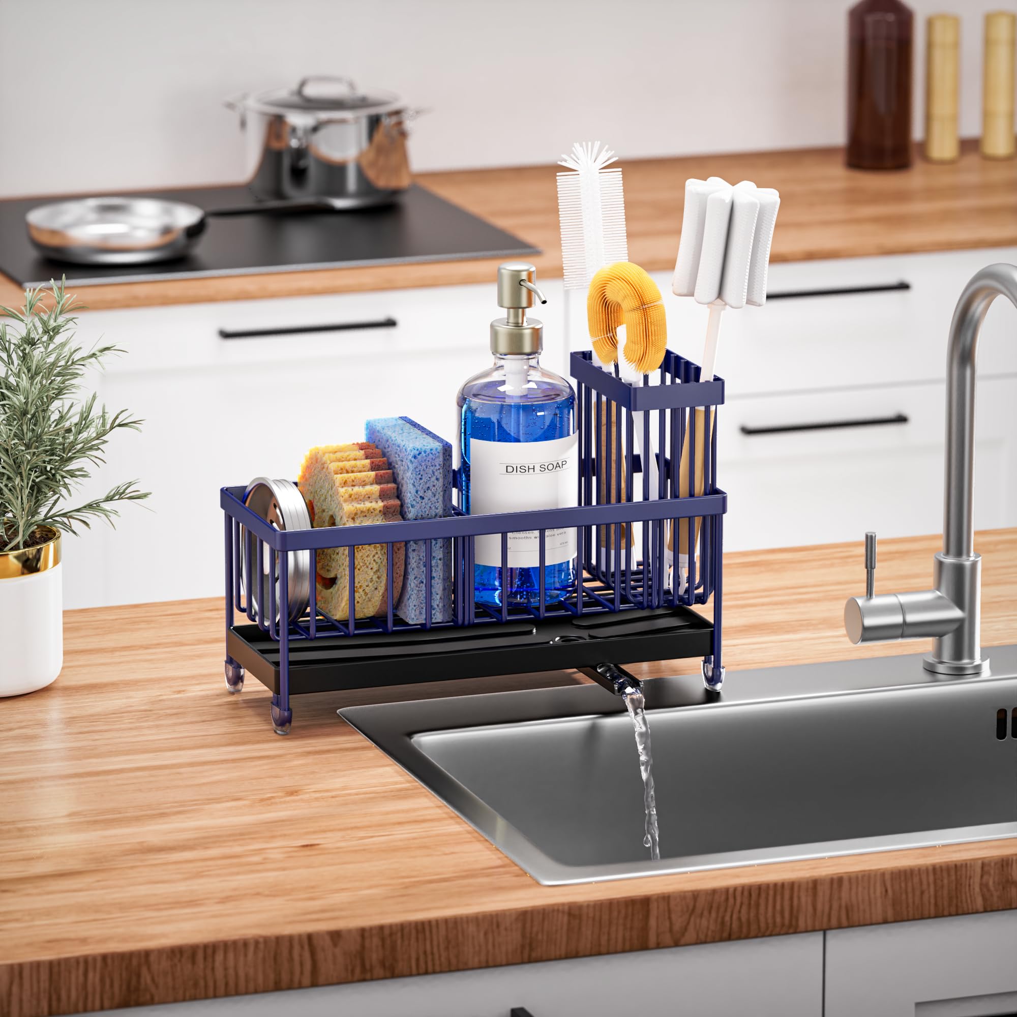Cisily Sponge Holder for Kitchen Sink, Sink Organizer with Brush Holder