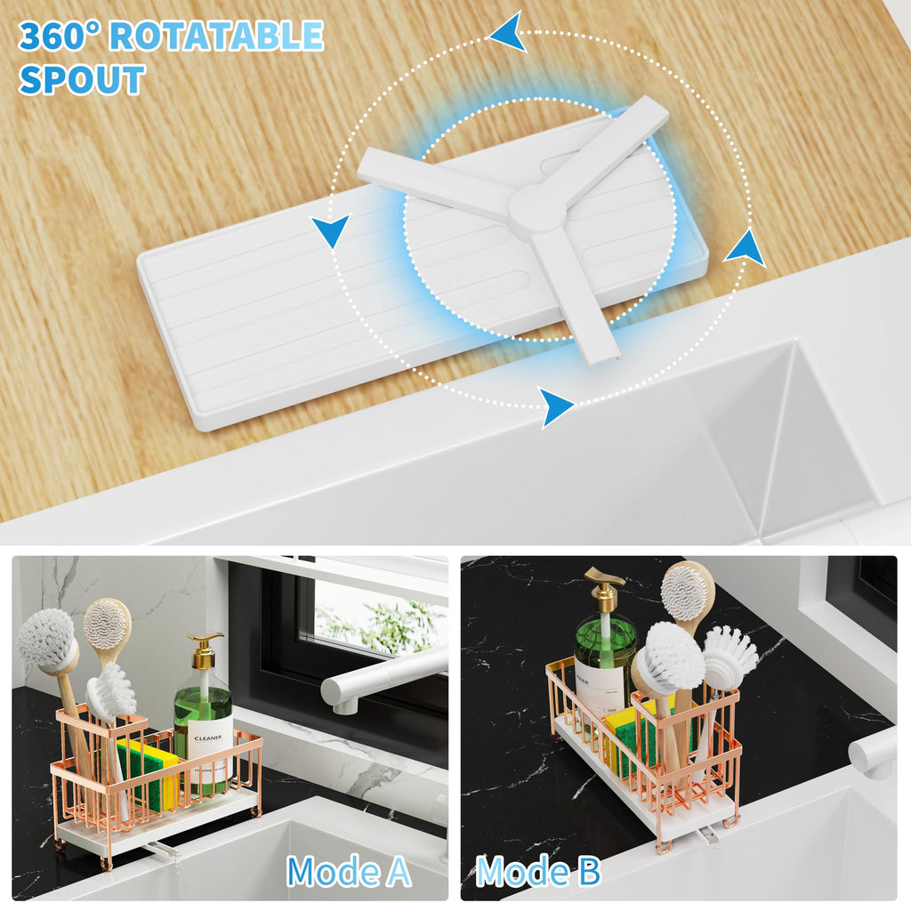 Cisily Sponge Holder for Kitchen Sink, Sink Organizer with Brush Holder