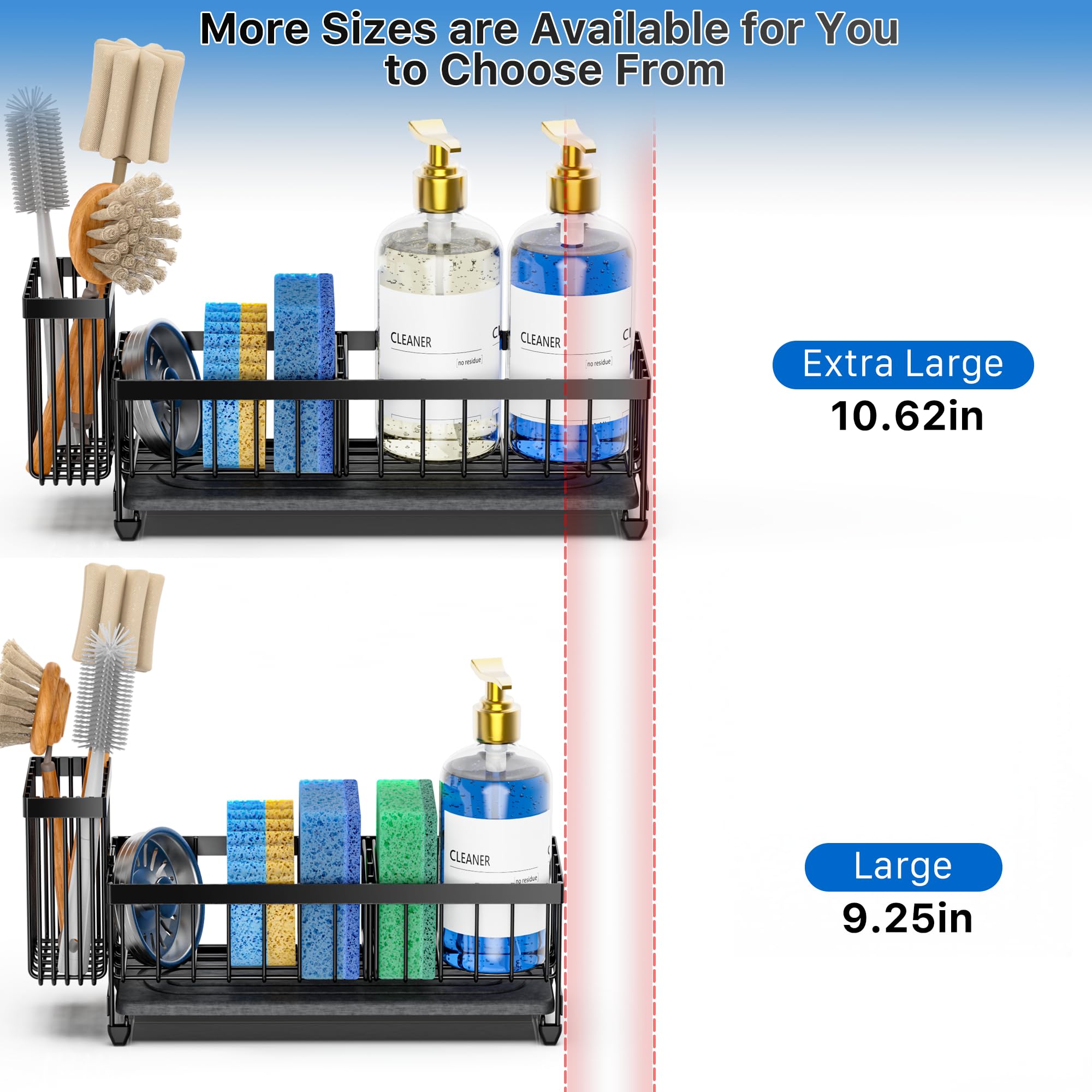 Cisily Sponge Holder for Kitchen Sink, Sink Organizer with Brush Holder