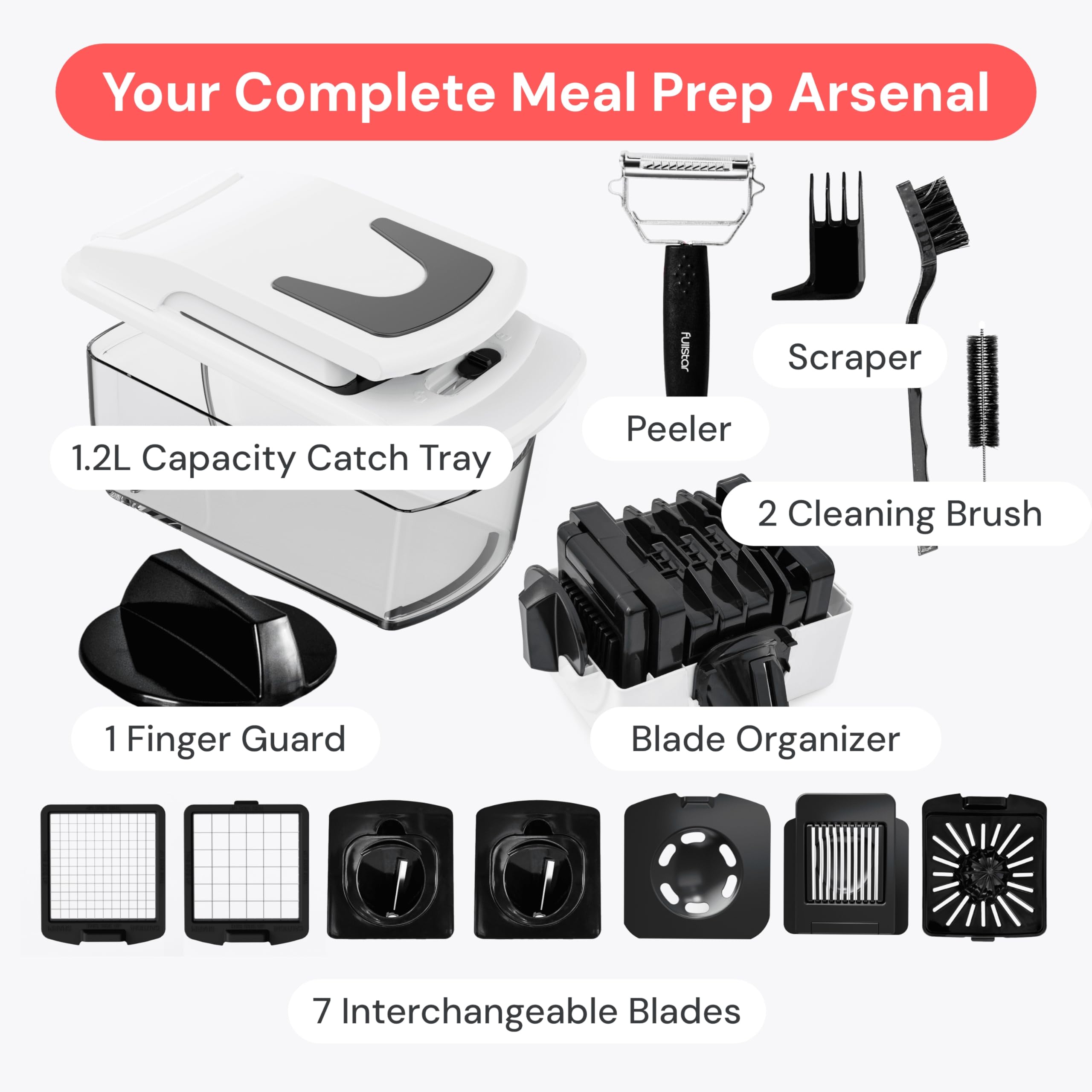 Fullstar Pro Original Vegetable Chopper & Spiralizer, Kitchen Prep Tool