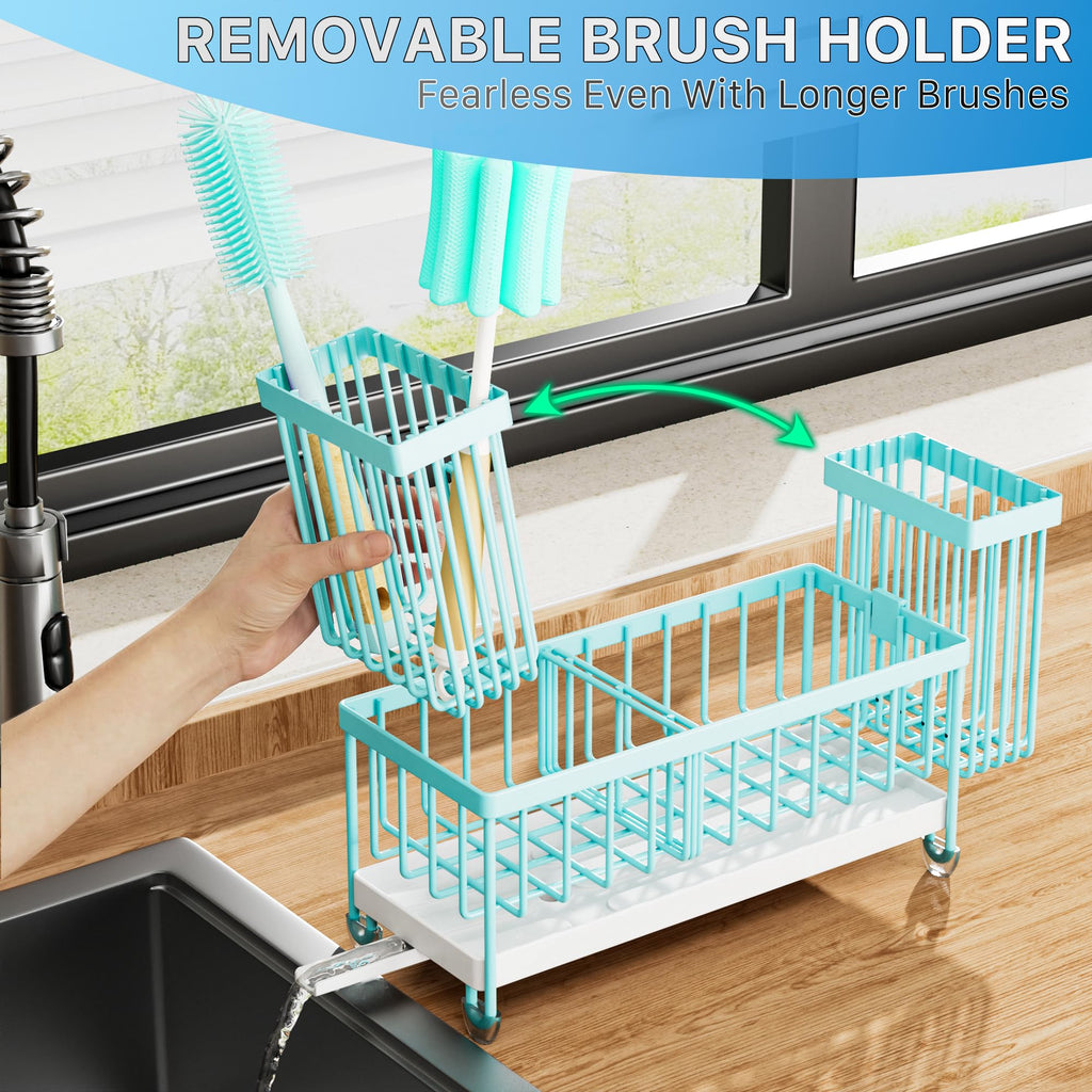 Cisily Sponge Holder for Kitchen Sink, Sink Organizer with Brush Holder