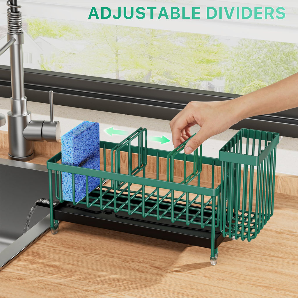 Cisily Sponge Holder for Kitchen Sink, Sink Organizer with Brush Holder