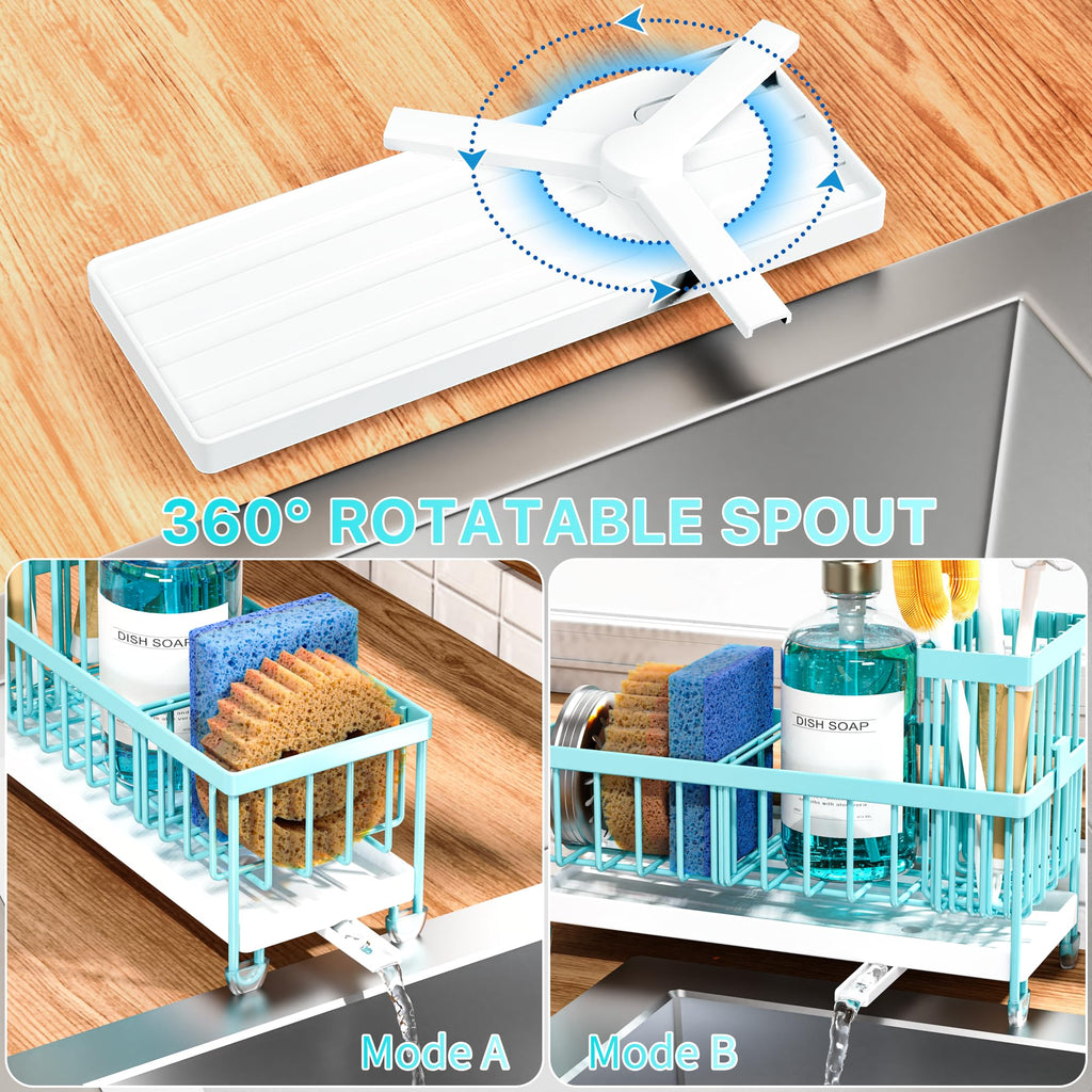 Cisily Sponge Holder for Kitchen Sink, Sink Organizer with Brush Holder