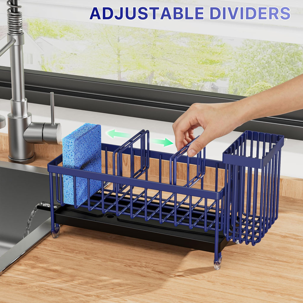 Cisily Sponge Holder for Kitchen Sink, Sink Organizer with Brush Holder