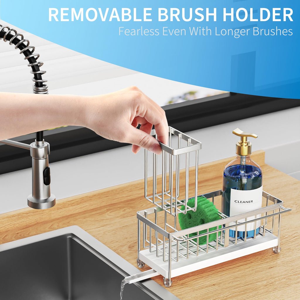 Cisily Sponge Holder for Kitchen Sink, Sink Organizer with Brush Holder