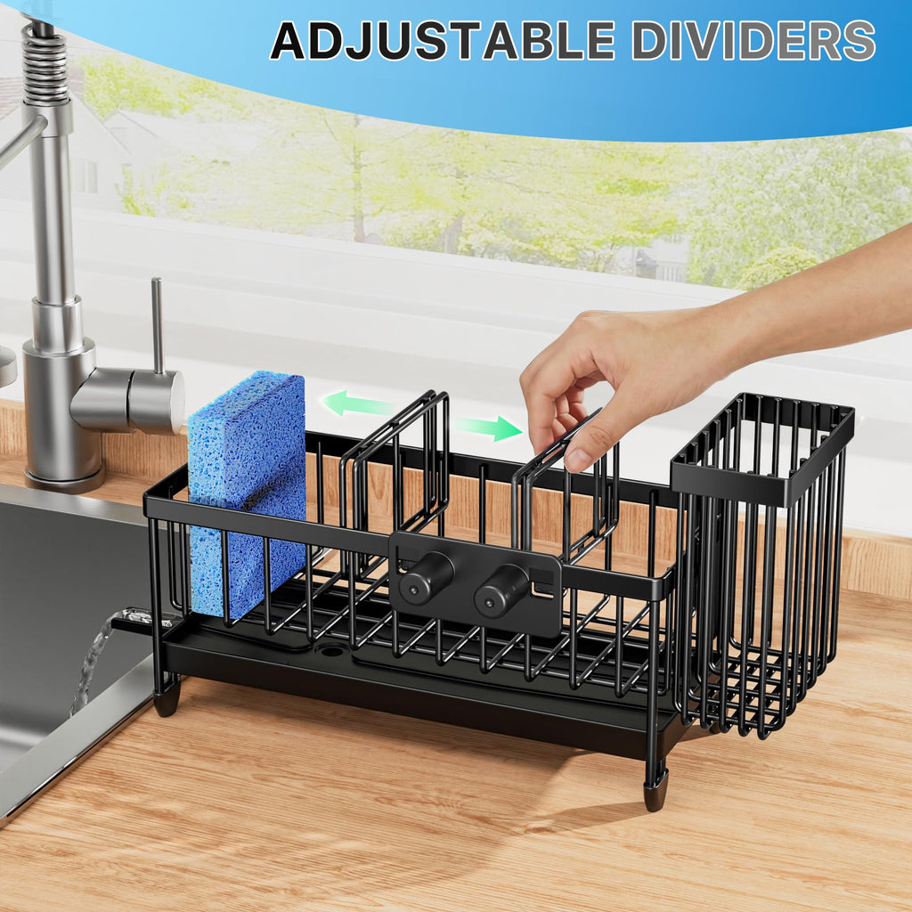 Cisily Sponge Holder for Kitchen Sink, Sink Organizer with Brush Holder