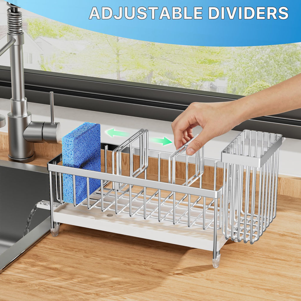 Cisily Sponge Holder for Kitchen Sink, Sink Organizer with Brush Holder