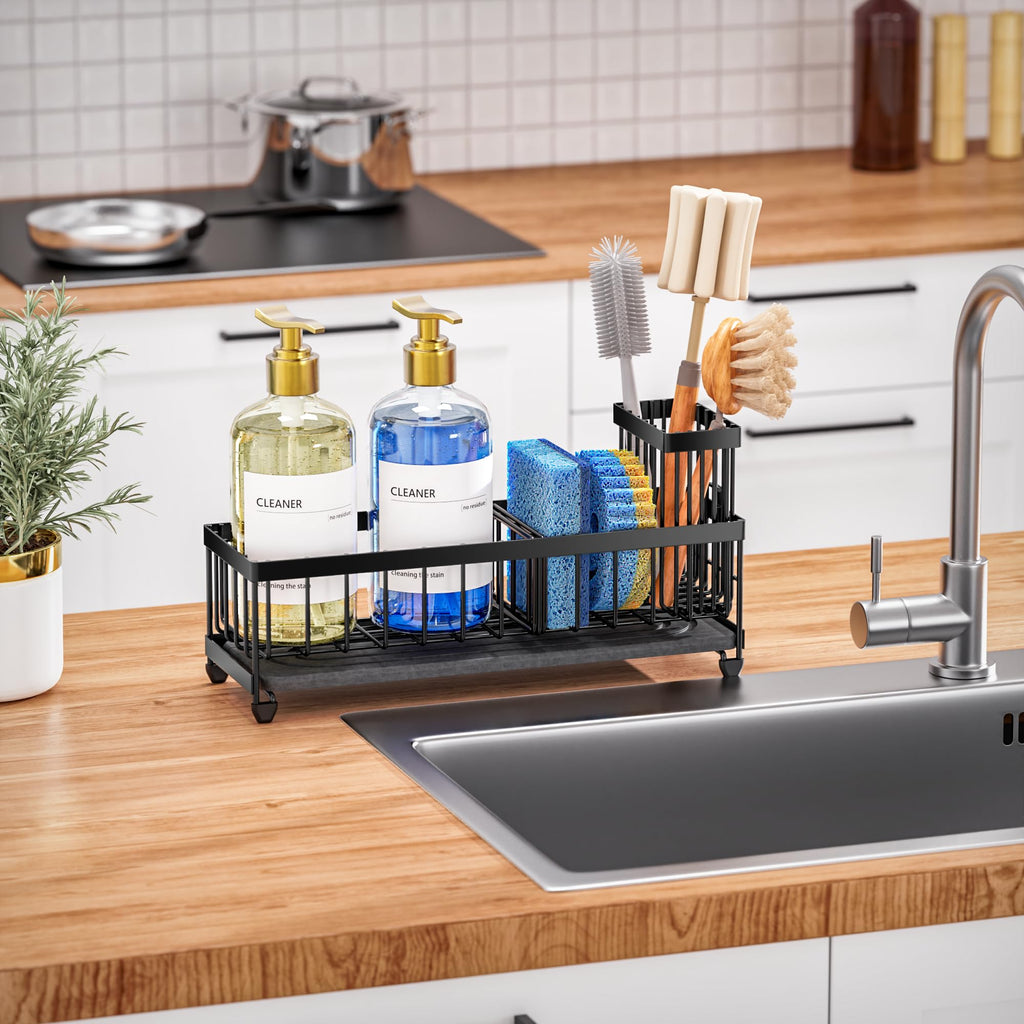 Cisily Sponge Holder for Kitchen Sink, Sink Organizer with Brush Holder
