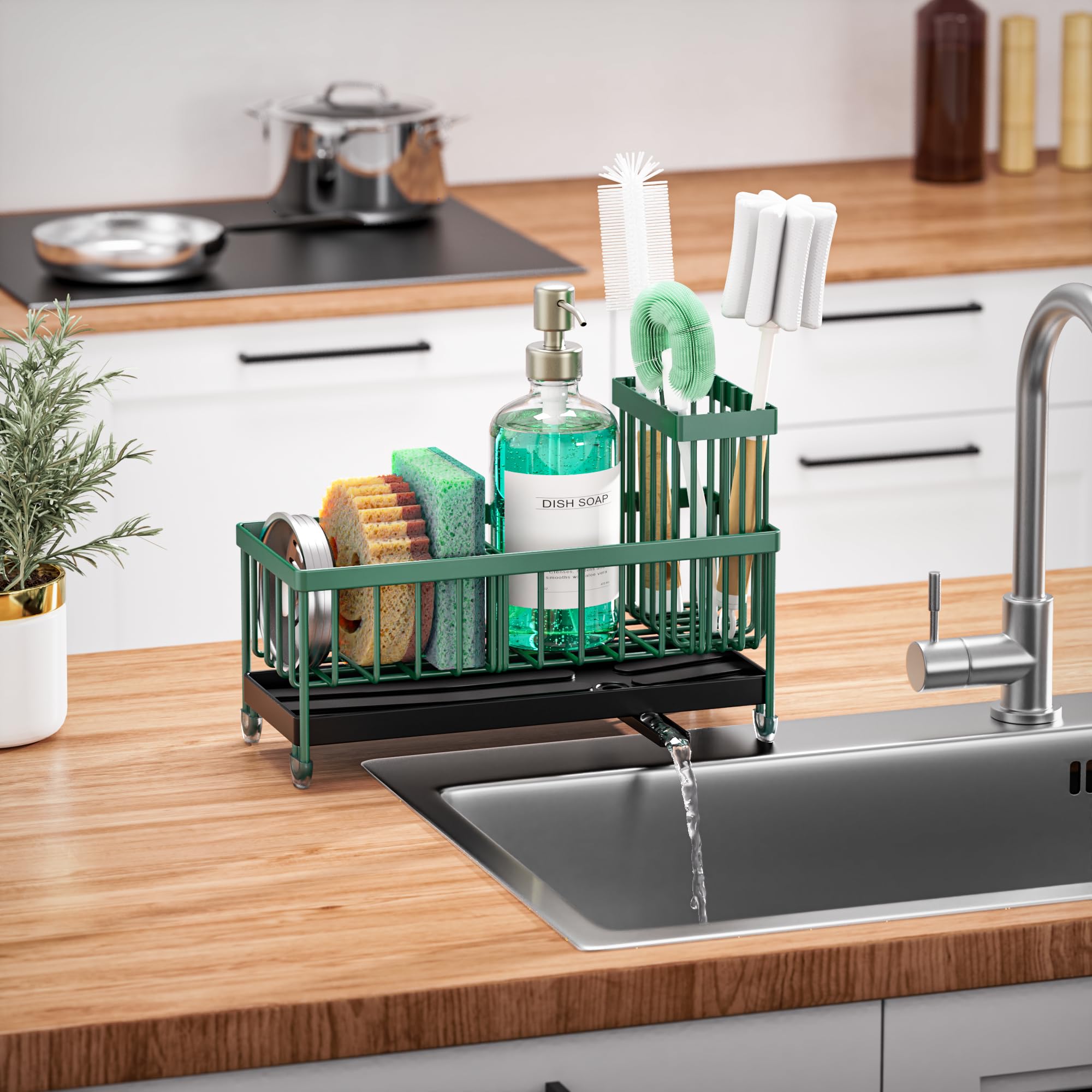 Cisily Sponge Holder for Kitchen Sink, Sink Organizer with Brush Holder