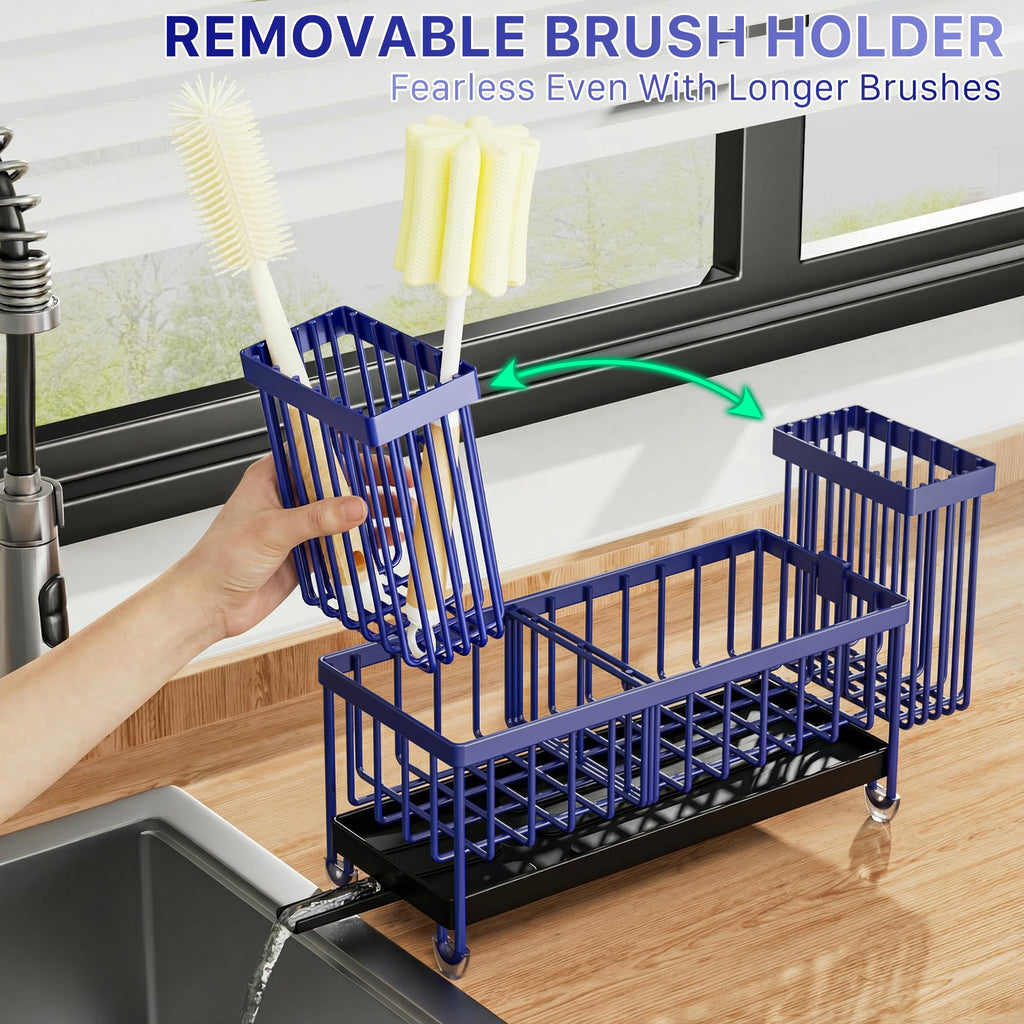 Cisily Sponge Holder for Kitchen Sink, Sink Organizer with Brush Holder