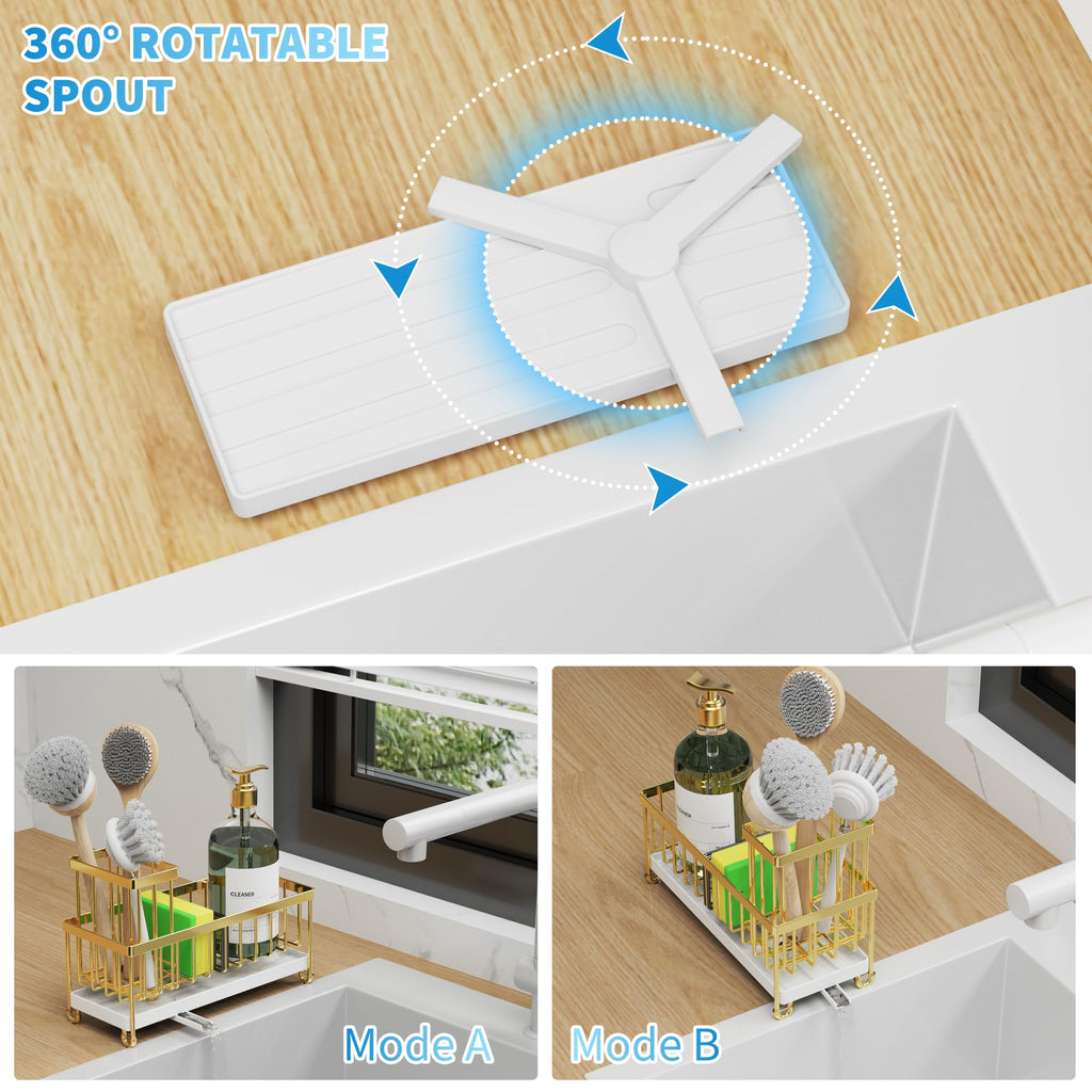 Cisily Sponge Holder for Kitchen Sink, Sink Organizer with Brush Holder