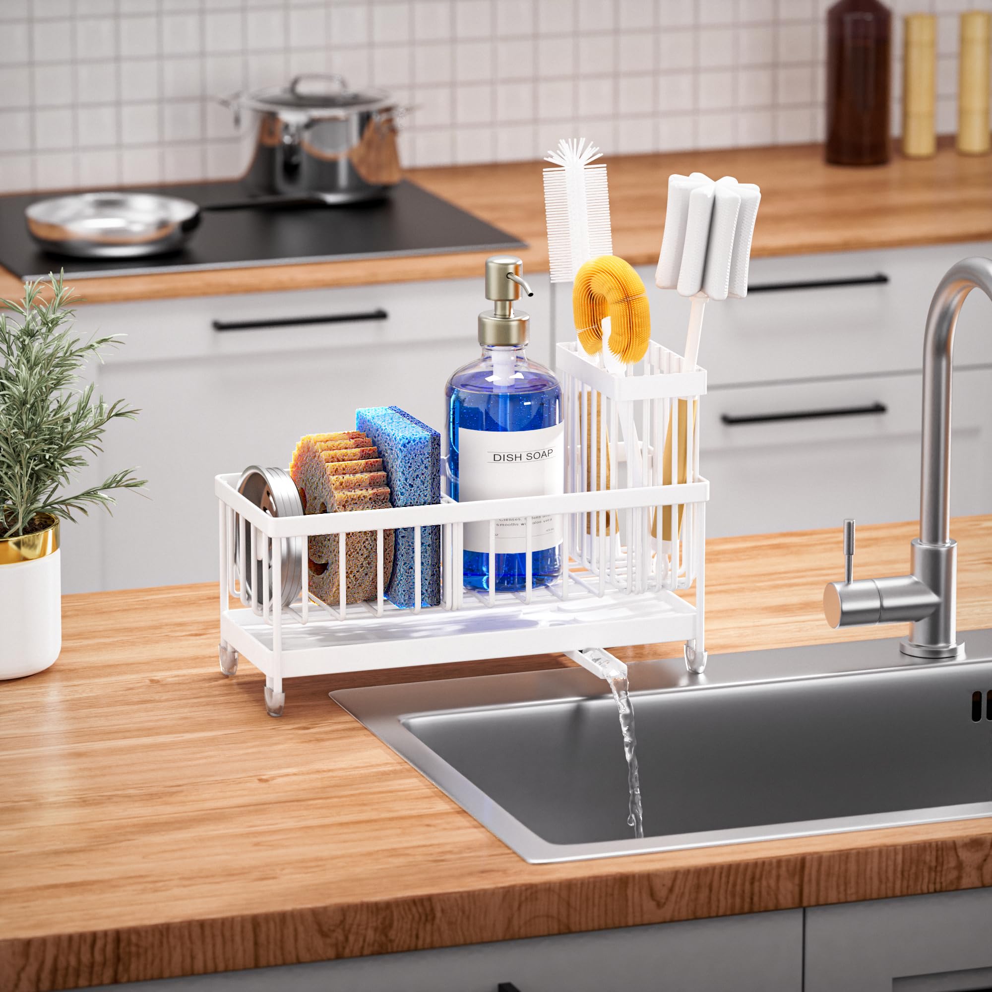 Cisily Sponge Holder for Kitchen Sink, Sink Organizer with Brush Holder