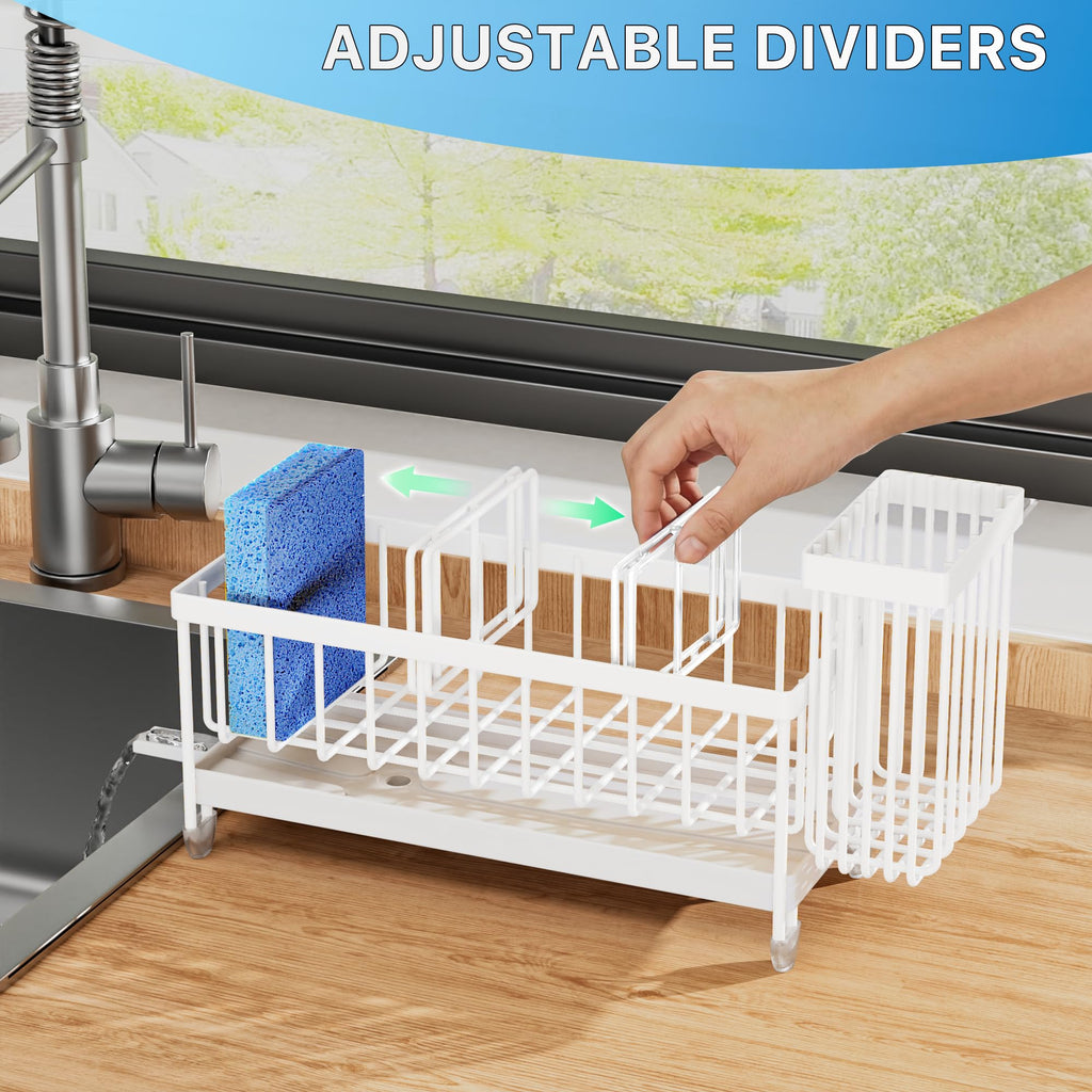 Cisily Sponge Holder for Kitchen Sink, Sink Organizer with Brush Holder