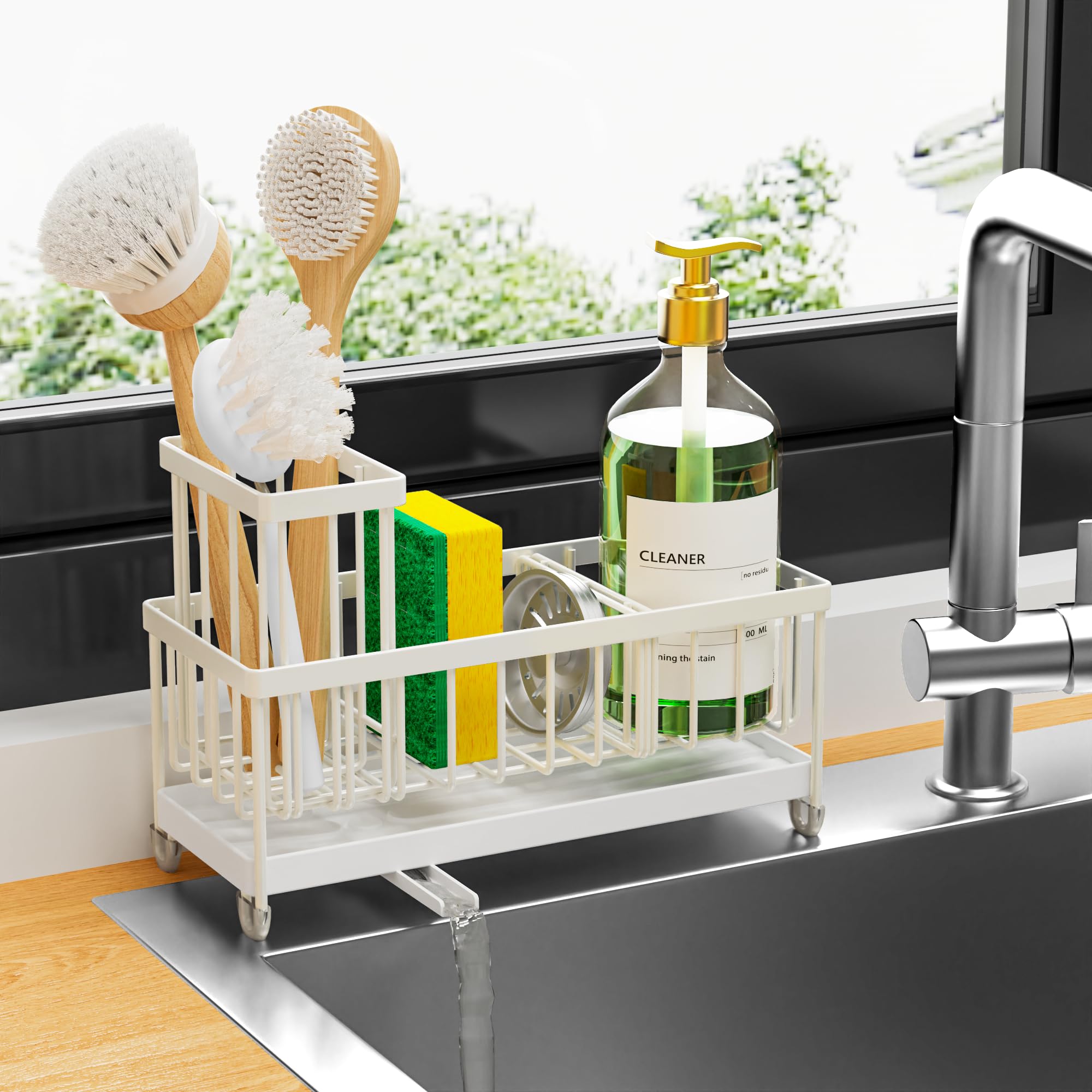 Cisily Sponge Holder for Kitchen Sink, Sink Organizer with Brush Holder