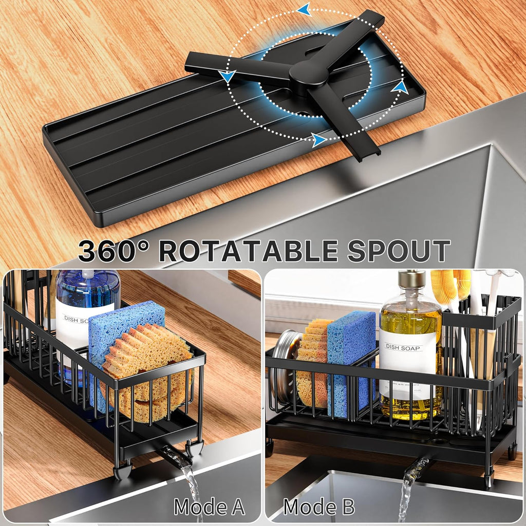 Cisily Sponge Holder for Kitchen Sink, Sink Organizer with Brush Holder