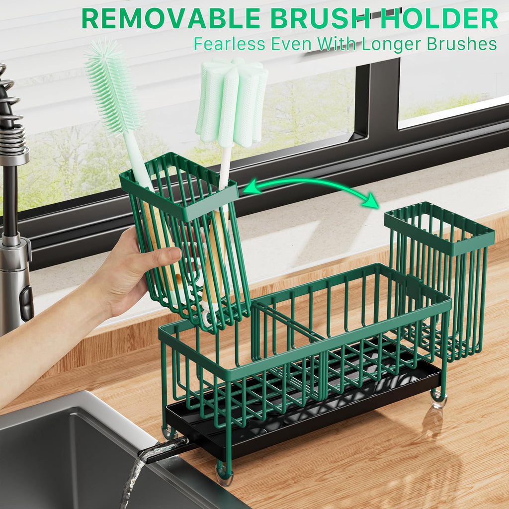 Cisily Sponge Holder for Kitchen Sink, Sink Organizer with Brush Holder