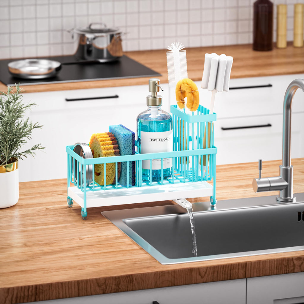 Cisily Sponge Holder for Kitchen Sink, Sink Organizer with Brush Holder
