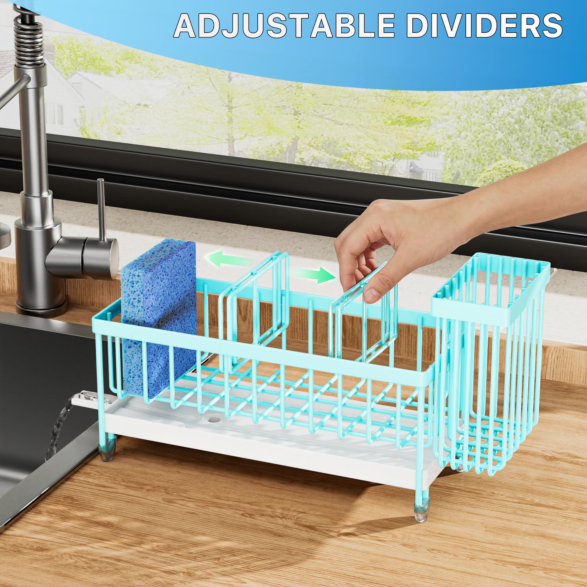 Cisily Sponge Holder for Kitchen Sink, Sink Organizer with Brush Holder