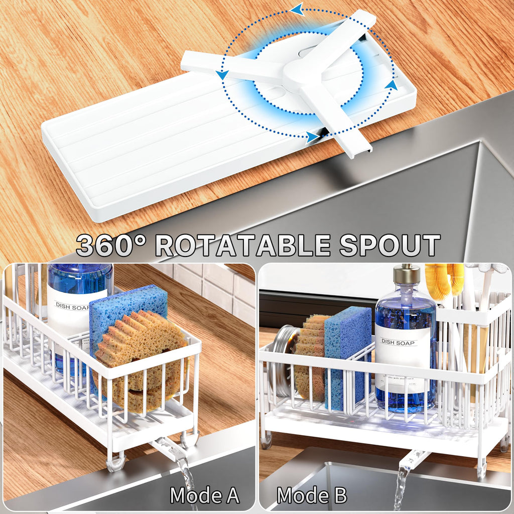 Cisily Sponge Holder for Kitchen Sink, Sink Organizer with Brush Holder