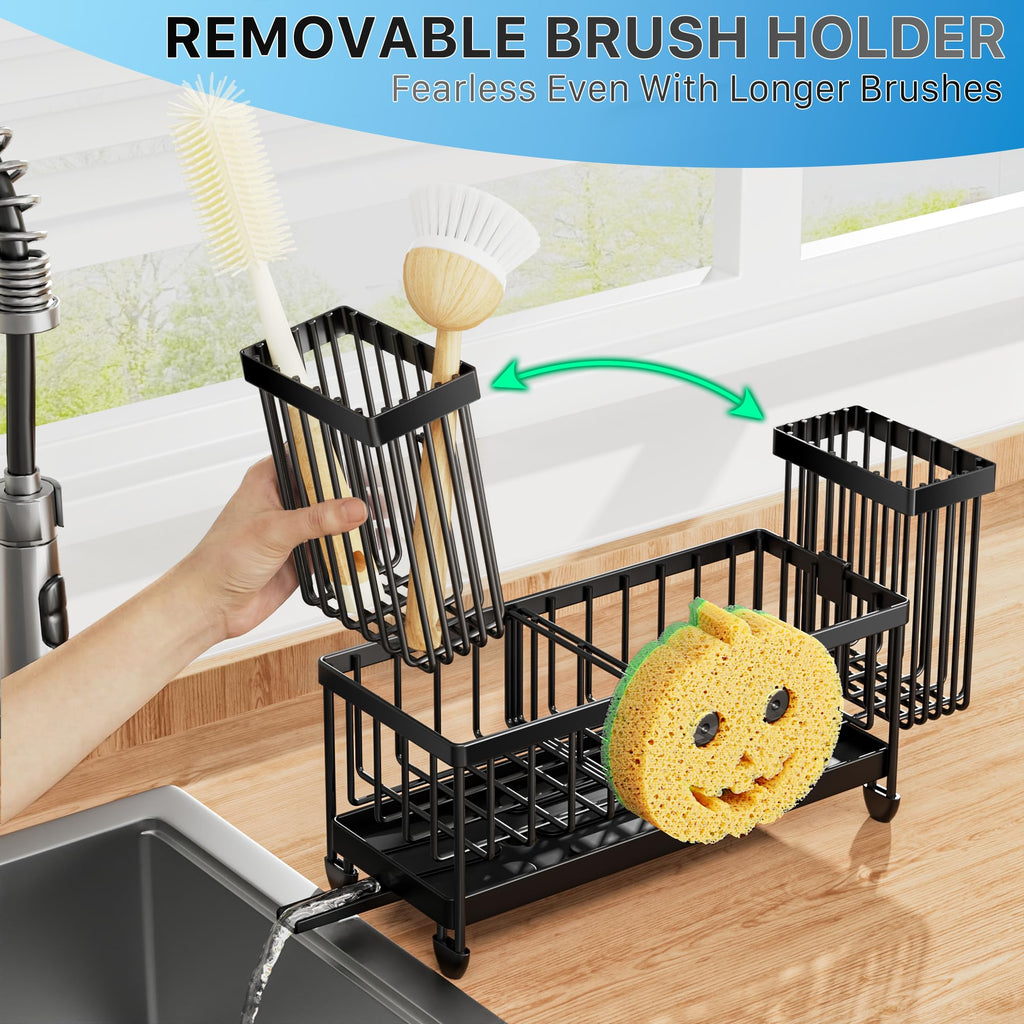 Cisily Sponge Holder for Kitchen Sink, Sink Organizer with Brush Holder