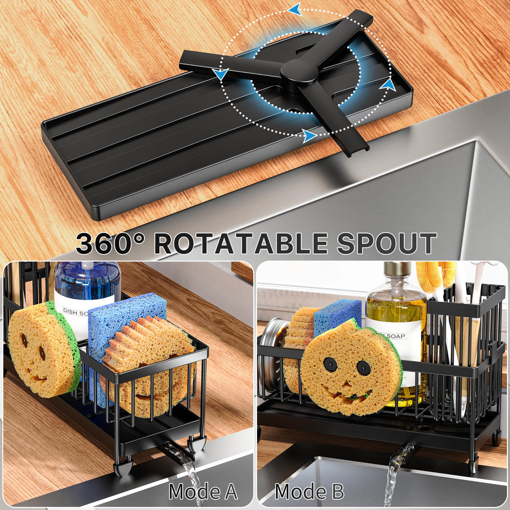 Cisily Sponge Holder for Kitchen Sink, Sink Organizer with Brush Holder